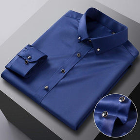 Camisa Social Slim Masculina em Seda Gelo - Manfine