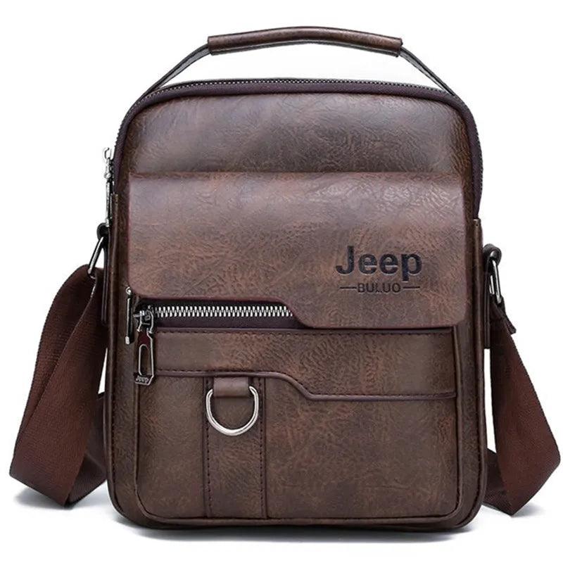 Bolsa De Couro Masculina Transversal Jeep Elegance - Manfine